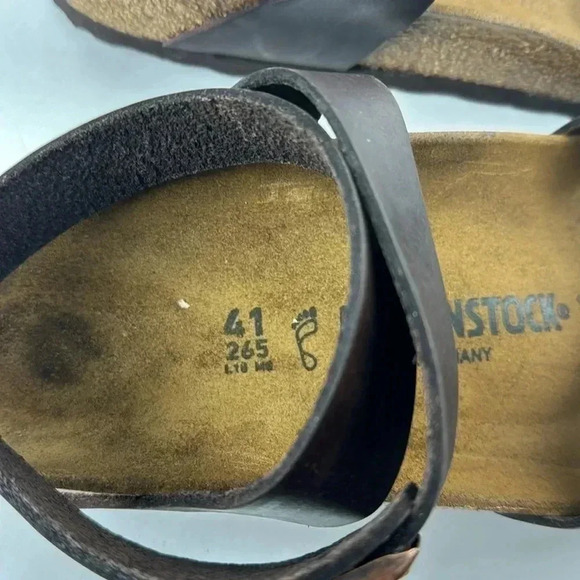 BIRKENSTOCK SZ 41 NWOT BROWN LEATHER ANKLE STRAP CASUAL BOHO SANDALS - Picture 2 of 7
